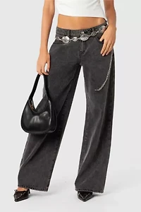 Edikted Raelynn Washed Low Rise Jeans