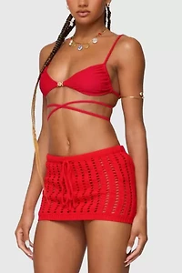 Edikted Leola Ladder Knit Mini Skirt