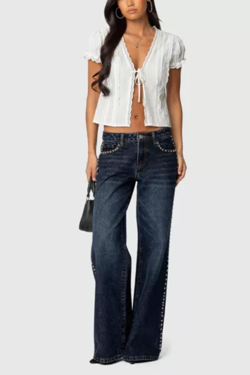 Edikted Stassie Studded Low Rise Jeans