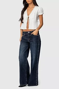 Edikted Stassie Studded Low Rise Jeans