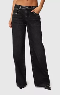 Edikted Quincy Studded Low Rise Jeans