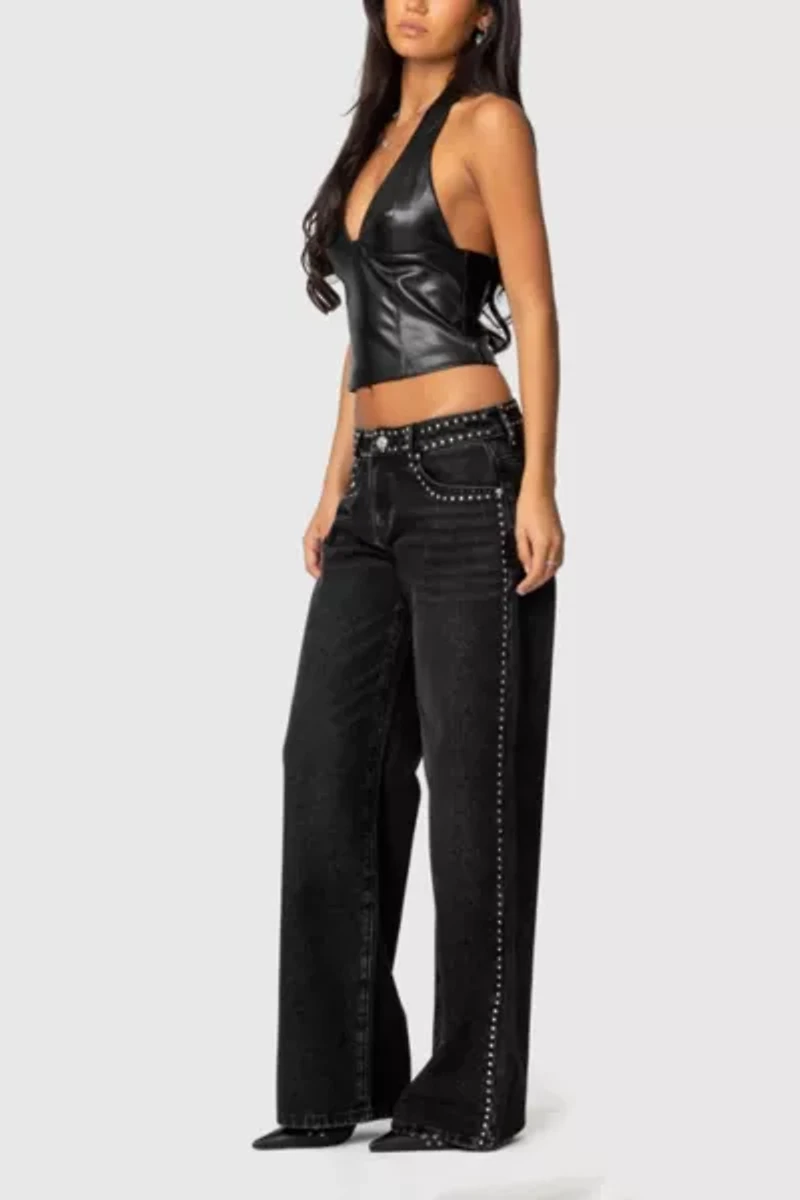 Edikted Quincy Studded Low Rise Jeans