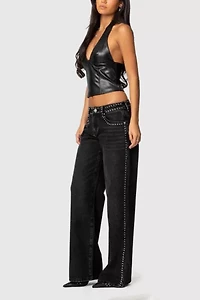 Edikted Quincy Studded Low Rise Jeans