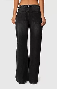 Edikted Quincy Studded Low Rise Jeans