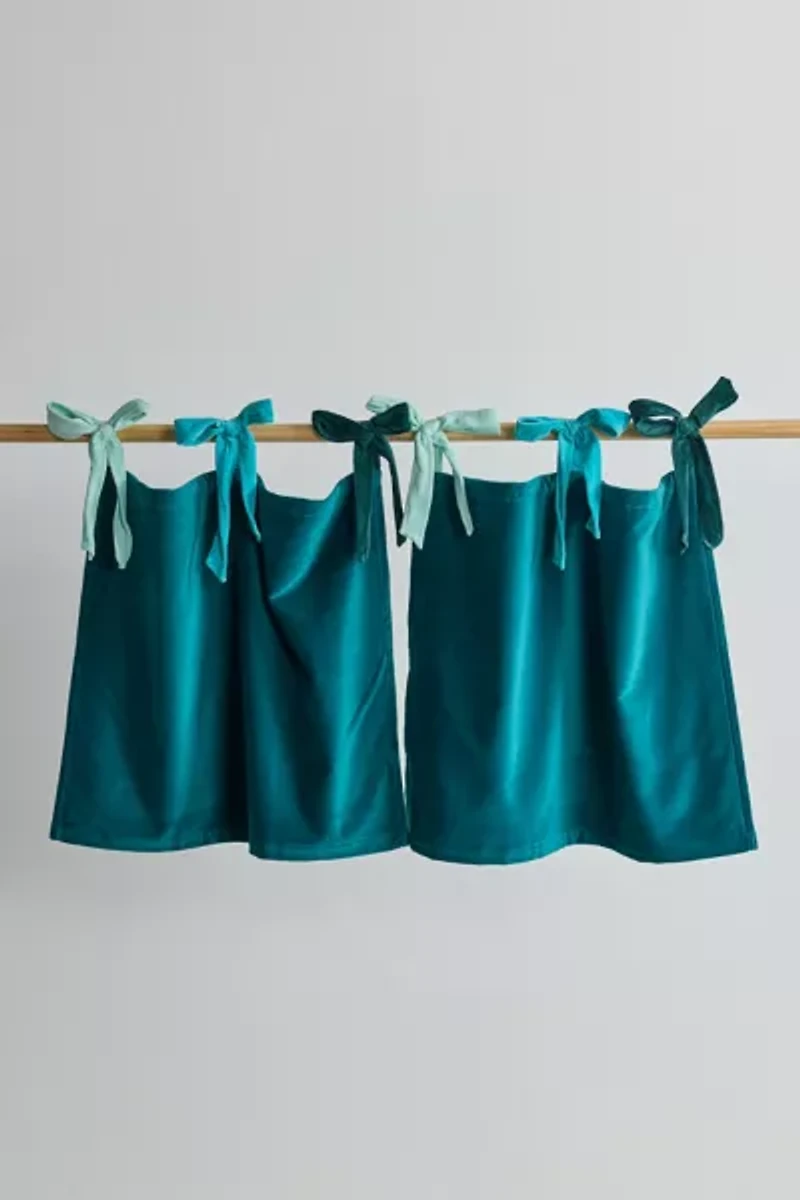 Velvet Tie Top Café Curtain Set