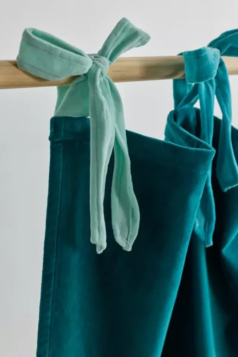 Velvet Tie Top Café Curtain Set