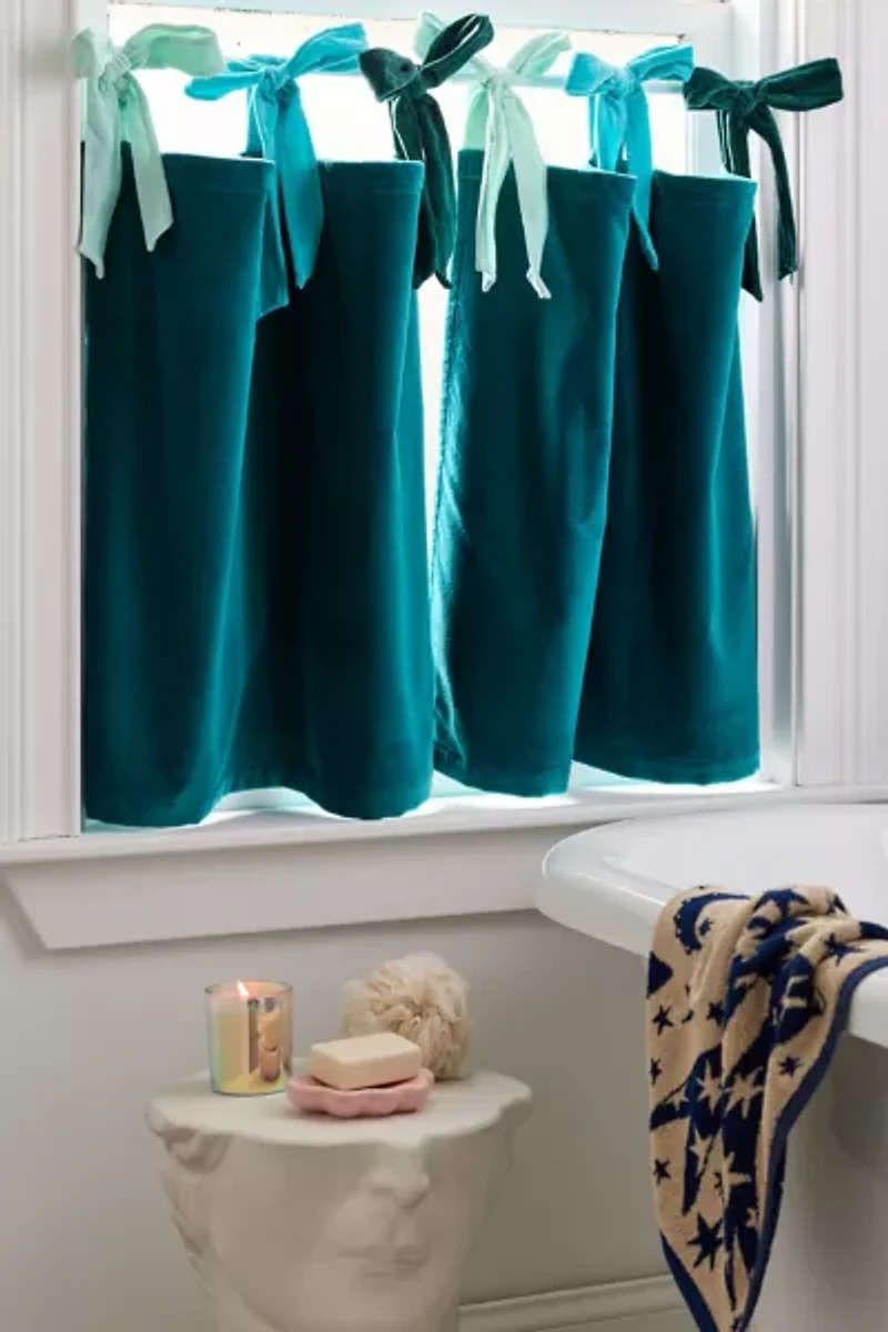Velvet Tie Top Café Curtain Set