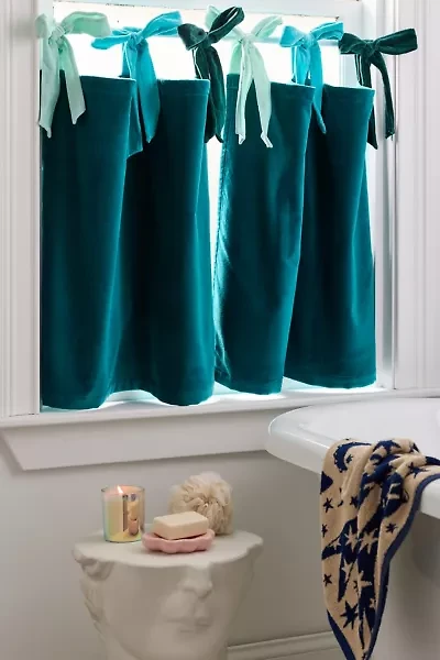 Velvet Tie Top Café Curtain Set