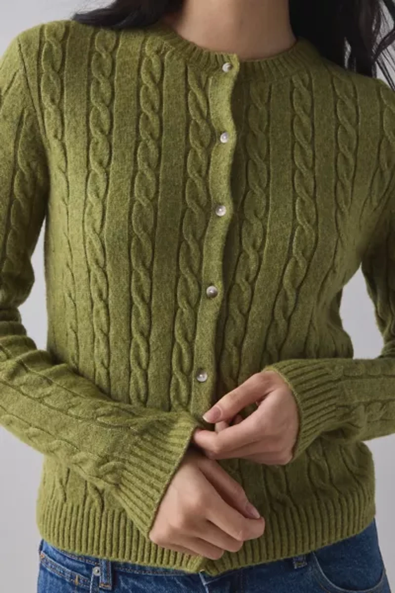 Kimchi Blue Rachel Soft Brushed Cable Knit Cardigan