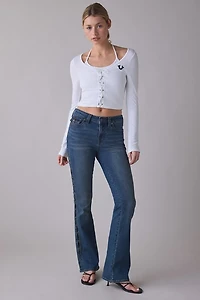 True Religion Lace-Up Front Layered Rib Long Sleeve Top