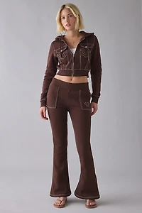 True Religion Big T Shrunken Zip-Up Hoodie Sweatshirt