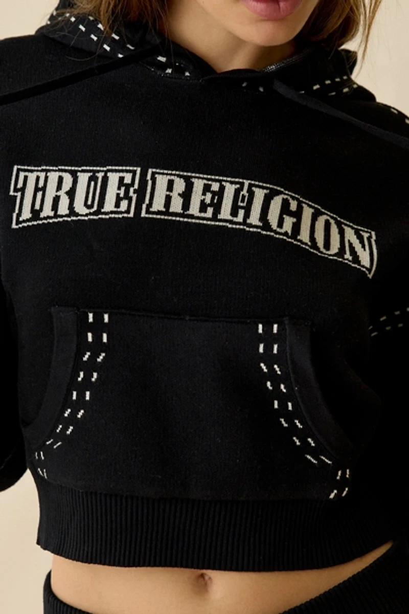 True Religion Jacquard Logo Graphic Hoodie Sweatshirt