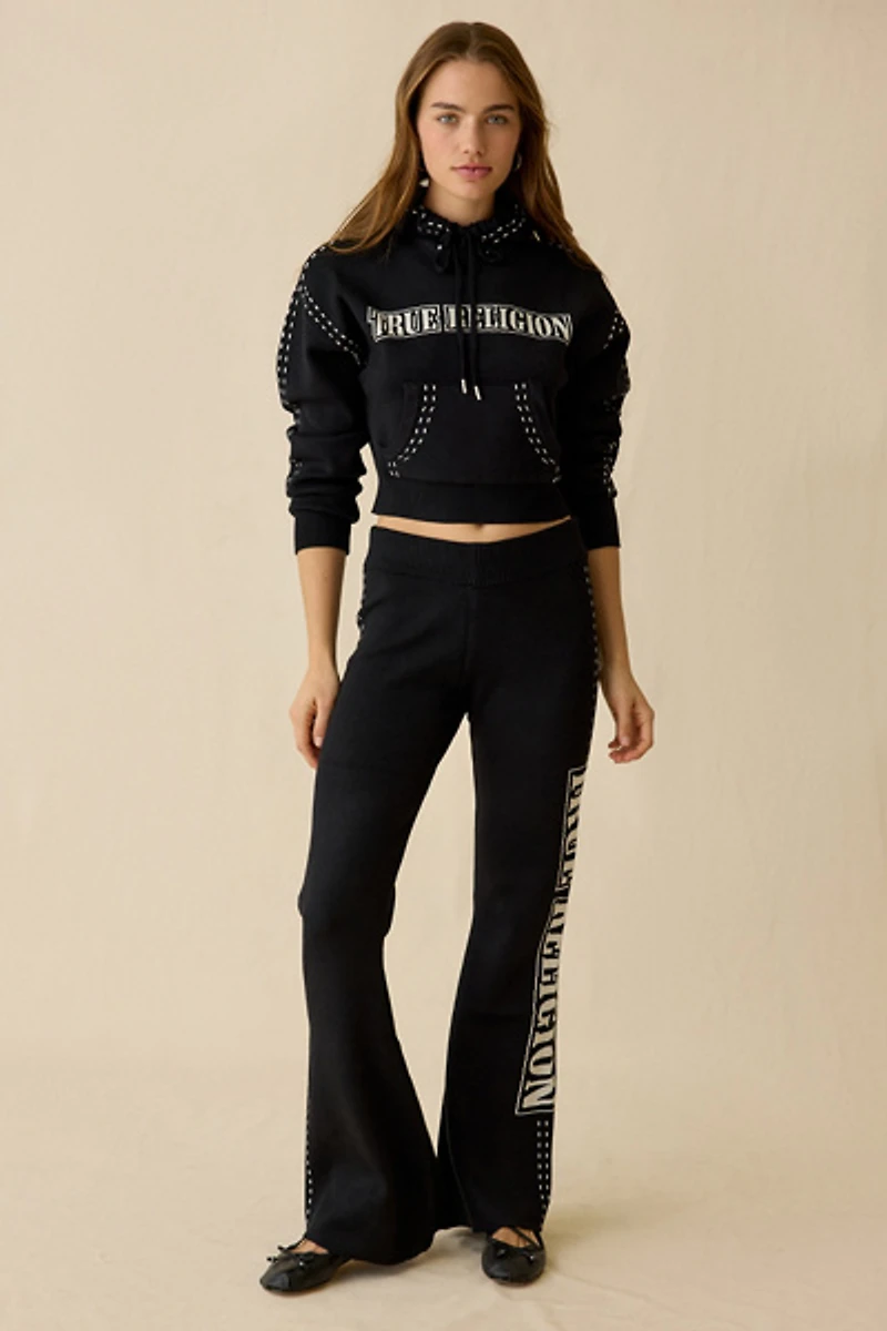 True Religion Jacquard Logo Graphic Hoodie Sweatshirt