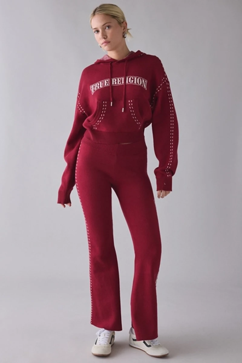 True Religion Jacquard Logo Graphic Sweater Hoodie Sweatshirt