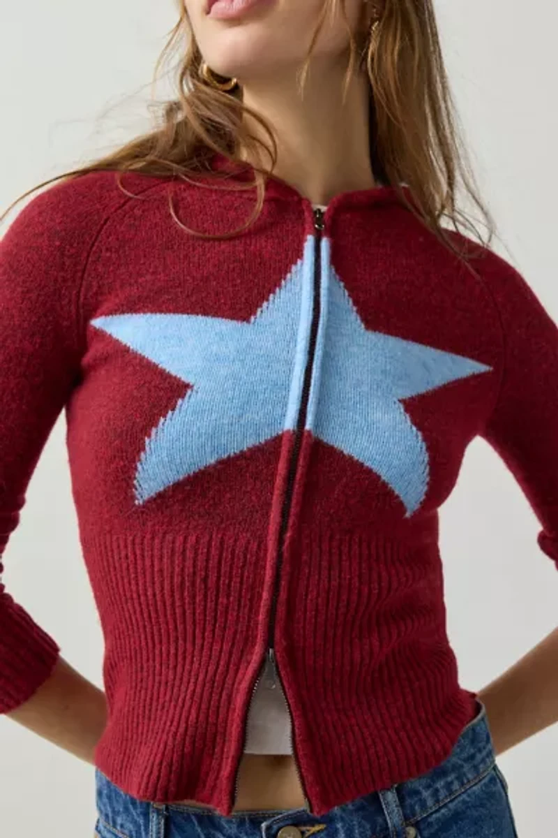 BDG Monet Star Graphic Zip-Up Hoodie Sweatshirt