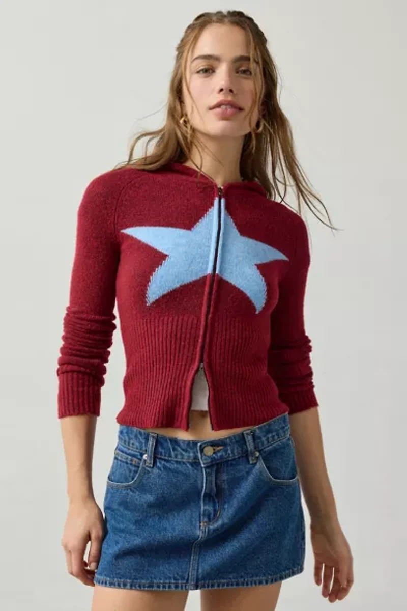 BDG Monet Star Graphic Zip-Up Hoodie Sweatshirt