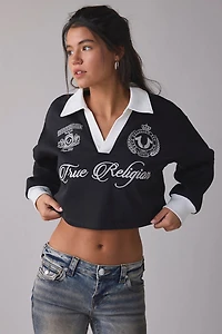True Religion Embroidered Graphic Shrunken Polo Pullover