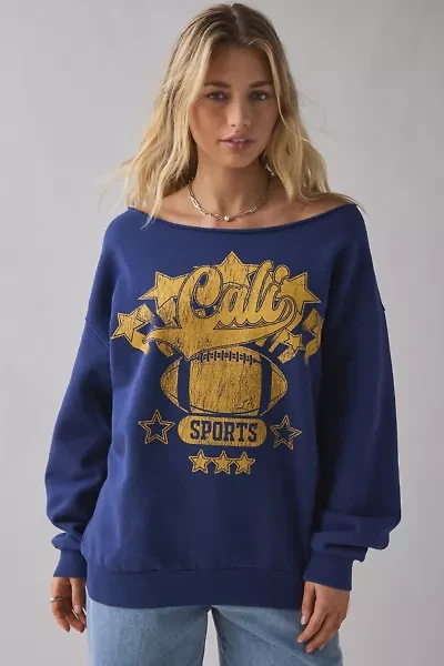 Cali Football Graphic Off-The-Shoulder Pullover