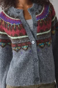 BDG Becca Printed Brushed Knit Oversized Cardigan