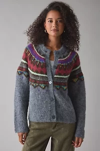 BDG Becca Printed Brushed Knit Oversized Cardigan