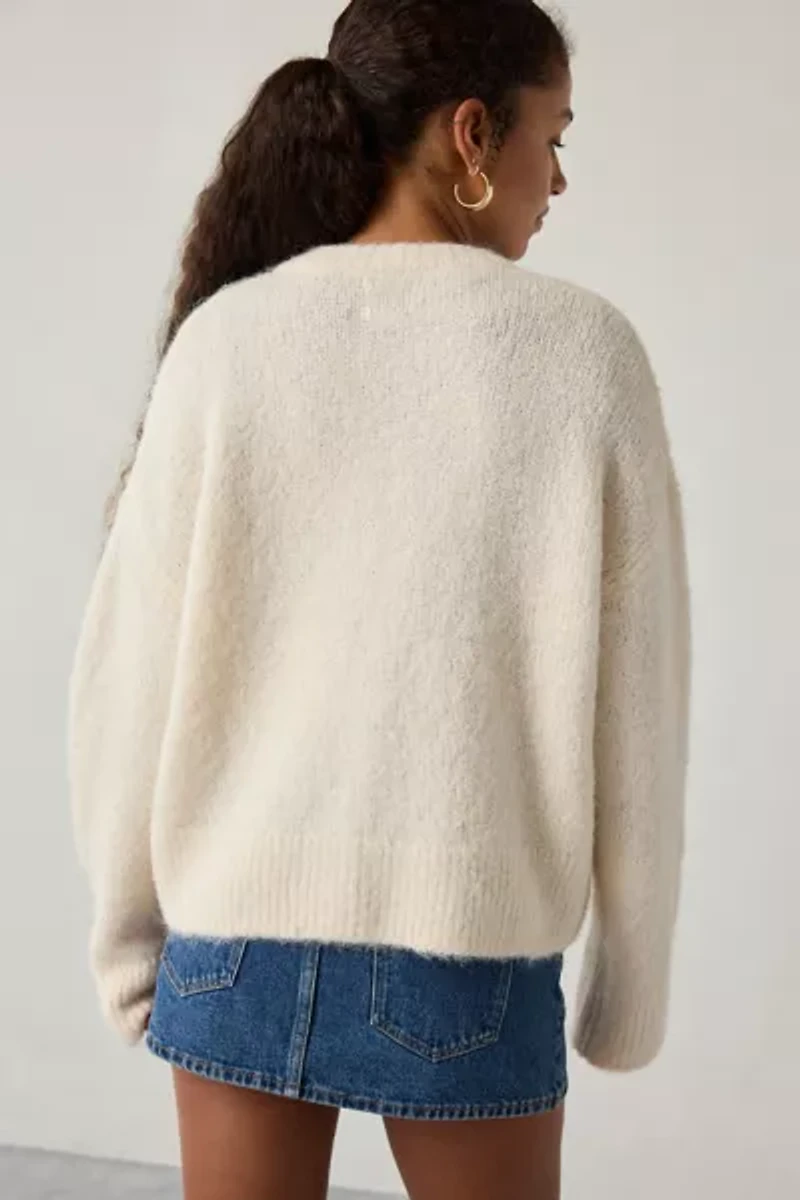 BDG Becca Embroidered Brushed Knit Oversized Cardigan