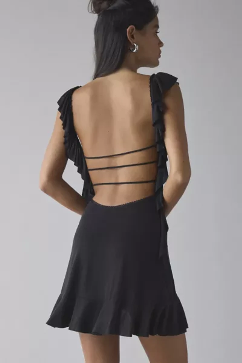 Kimchi Blue Callie Crochet Plunge Open Back Mini Dress
