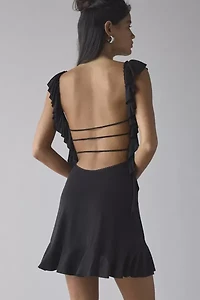 Kimchi Blue Callie Crochet Plunge Open Back Mini Dress
