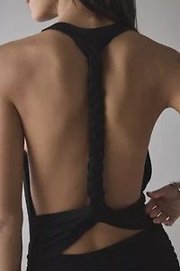 UO Backstage Cowl Twist-Back Cutout Mini Dress