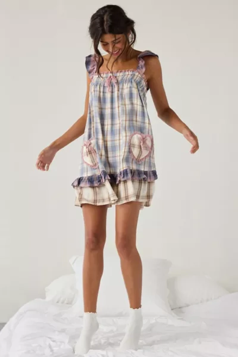Out From Under Hearts Desire Plaid Lounge Dress