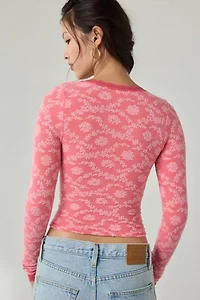 Out From Under Bella Seamless Knit Lace Trim Long Sleeve Tee