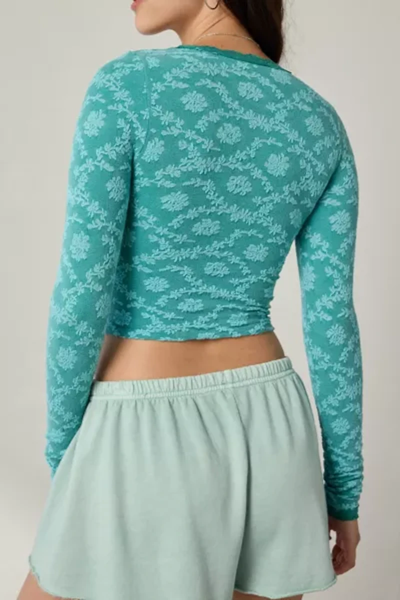 Out From Under Bella Seamless Knit Lace Trim Long Sleeve Tee