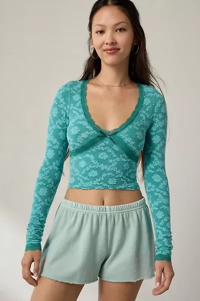 Out From Under Bella Seamless Knit Lace Trim Long Sleeve Tee
