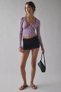 Out From Under Bella Seamless Knit Lace Trim Long Sleeve Tee