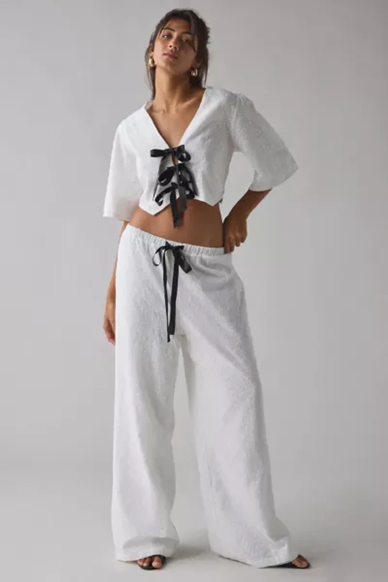 Sister Jane Broderie Anglaise Tie-Front Bow Pant