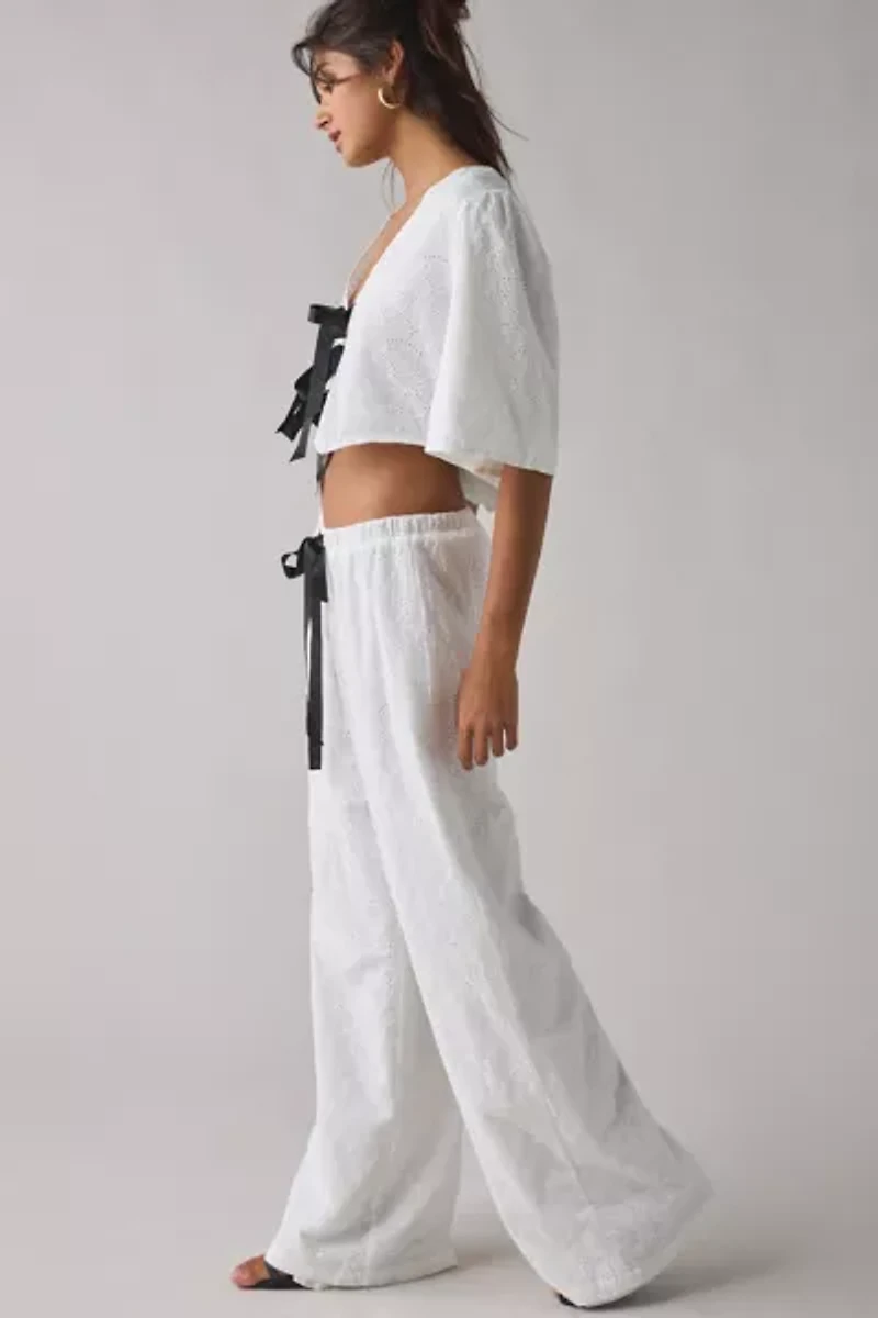 Sister Jane Broderie Anglaise Tie-Front Bow Pant