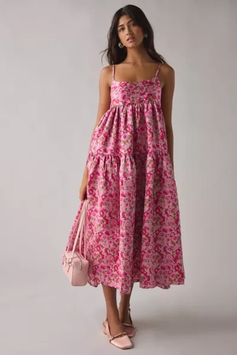 Sister Jane Primavera Jacquard Tiered Babydoll Midi Dress