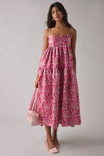 Sister Jane Primavera Jacquard Tiered Babydoll Midi Dress