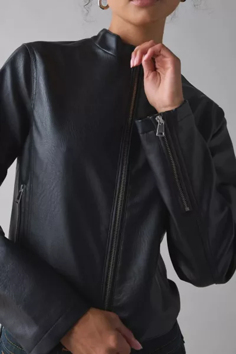 UO Katrina Faux Leather Cropped Moto Jacket