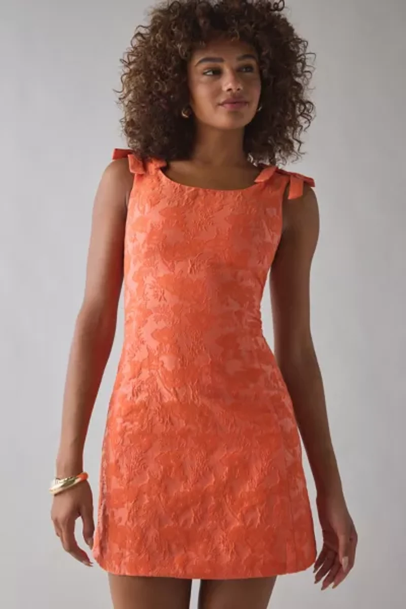Sister Jane Neroli Bow Detail Jacquard Mini Dress