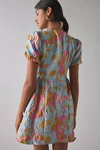 Sister Jane Alegria Floral Jacquard Puff Sleeve Babydoll Mini Dress