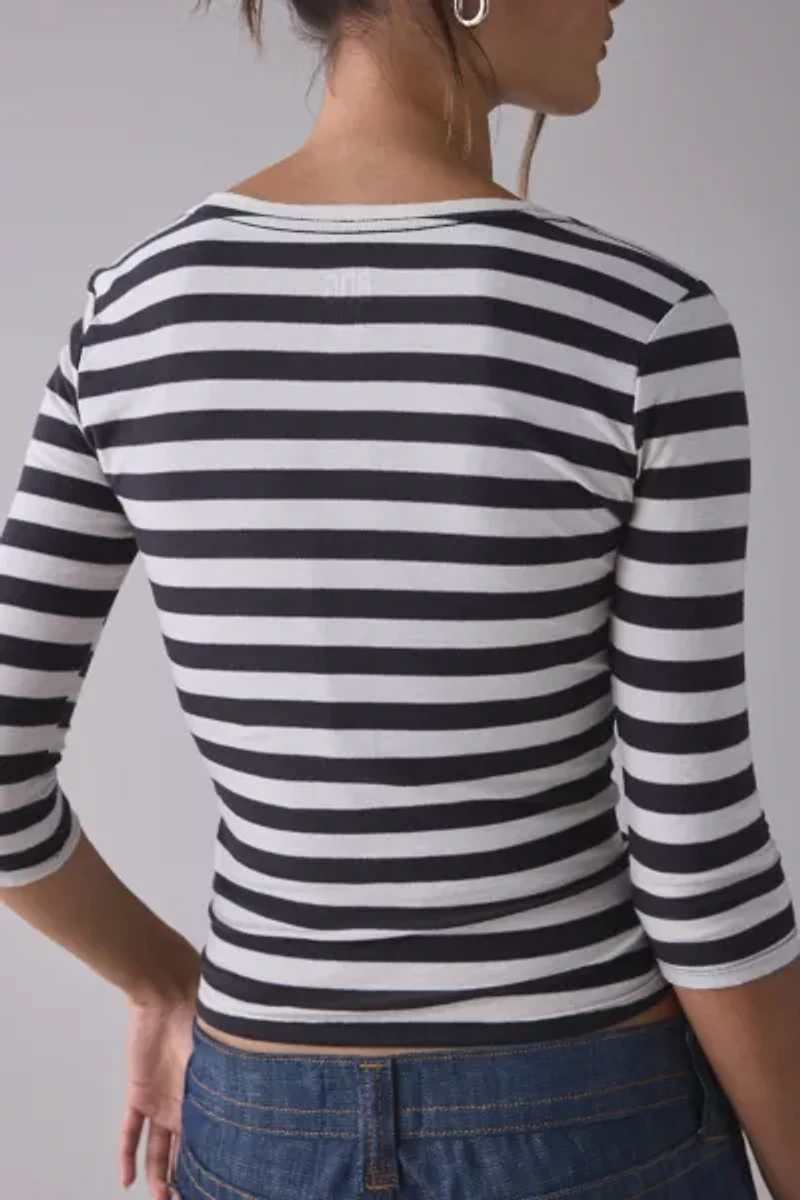 BDG Vee Neck 3/4 Sleeve Spill The Tee