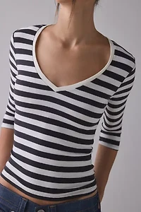BDG Vee Neck 3/4 Sleeve Spill The Tee