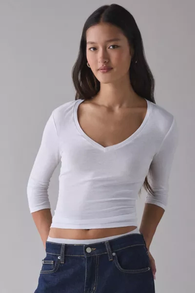 BDG Vee Neck 3/4 Sleeve Spill The Tee