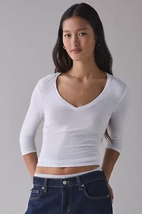 BDG Vee Neck 3/4 Sleeve Spill The Tee