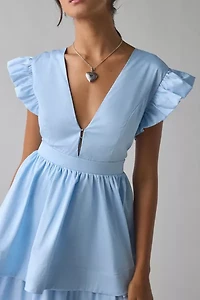Sister Jane Feria Plunging Tiered Ruffle Midi Dress