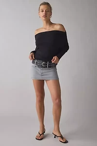 UO Elena Long Sleeve Ruched Off-The-Shoulder Top