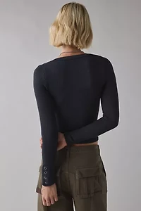 Out From Under Tripp Waffle Knit Long Sleeve Henley Top