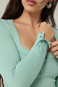 Out From Under Tripp Waffle Knit Long Sleeve Henley Top