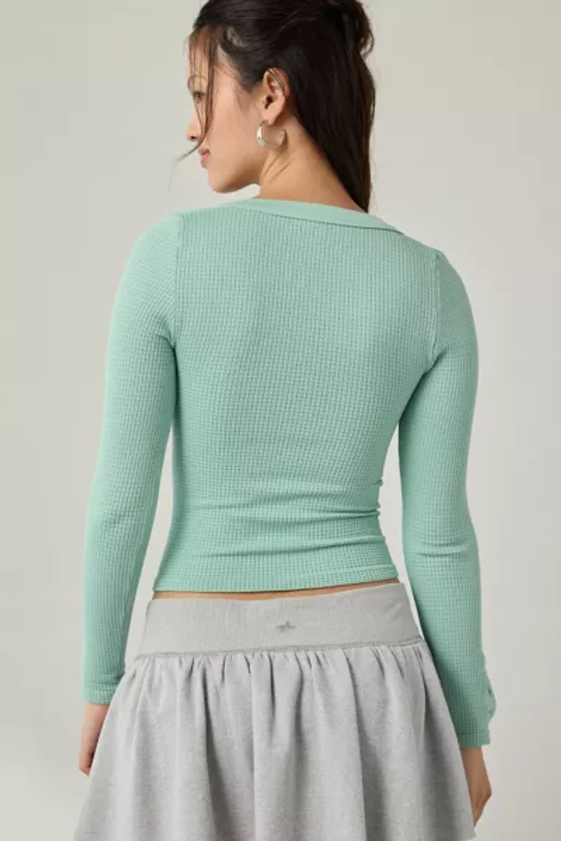 Out From Under Tripp Waffle Knit Long Sleeve Henley Top