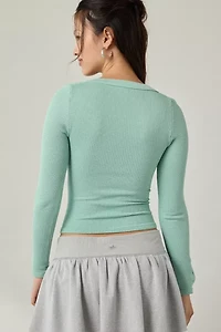 Out From Under Tripp Waffle Knit Long Sleeve Henley Top